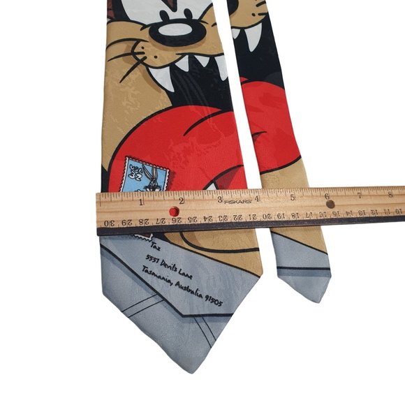 Looney Tunes Stamp Collection Taz Bugs Necktie Tie Vintage Work Cartoon Postman - Picture 3 of 5
